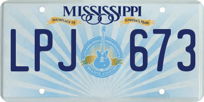 MS license plate LPJ673
