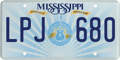MS license plate LPJ680