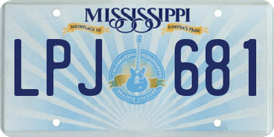 MS license plate LPJ681
