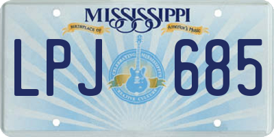 MS license plate LPJ685