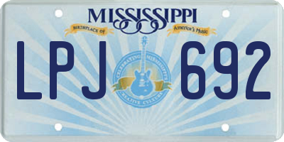 MS license plate LPJ692