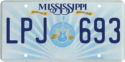 MS license plate LPJ693