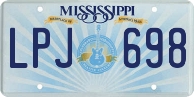 MS license plate LPJ698