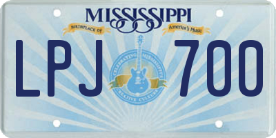 MS license plate LPJ700