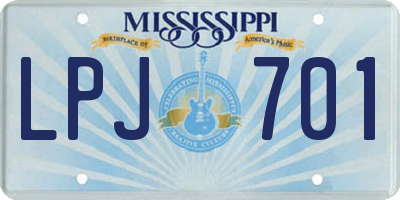 MS license plate LPJ701