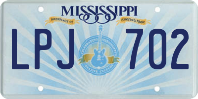 MS license plate LPJ702