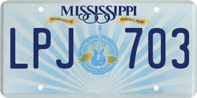 MS license plate LPJ703