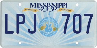 MS license plate LPJ707