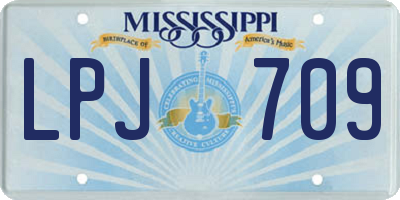 MS license plate LPJ709