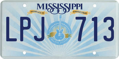 MS license plate LPJ713