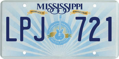 MS license plate LPJ721