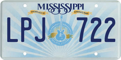MS license plate LPJ722