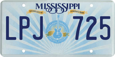 MS license plate LPJ725