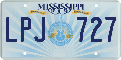 MS license plate LPJ727