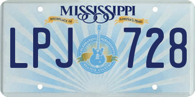 MS license plate LPJ728