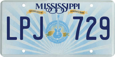 MS license plate LPJ729