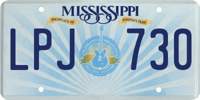 MS license plate LPJ730