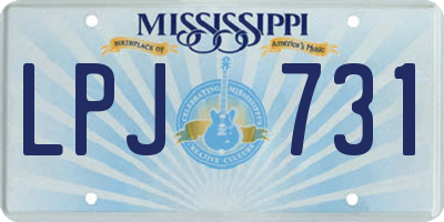 MS license plate LPJ731