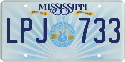 MS license plate LPJ733