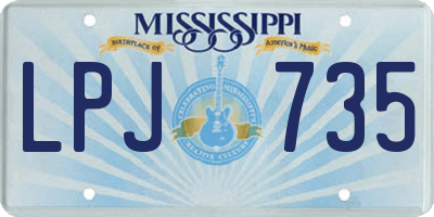 MS license plate LPJ735