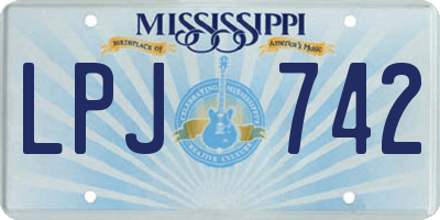 MS license plate LPJ742