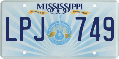 MS license plate LPJ749