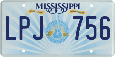 MS license plate LPJ756