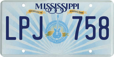 MS license plate LPJ758