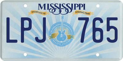 MS license plate LPJ765