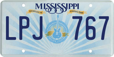 MS license plate LPJ767