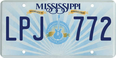 MS license plate LPJ772
