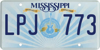 MS license plate LPJ773
