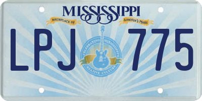 MS license plate LPJ775