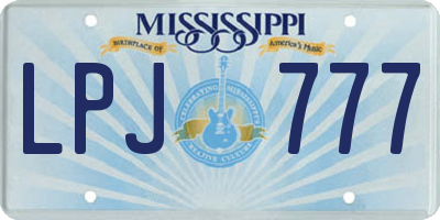 MS license plate LPJ777