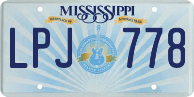 MS license plate LPJ778
