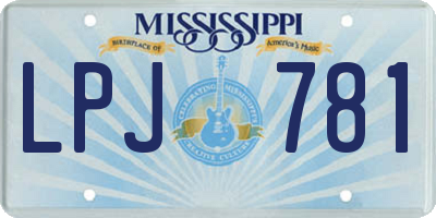 MS license plate LPJ781