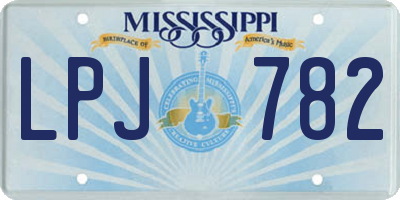 MS license plate LPJ782