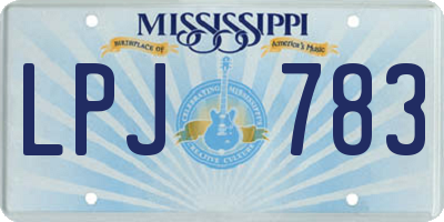 MS license plate LPJ783