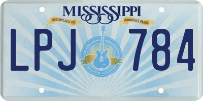 MS license plate LPJ784