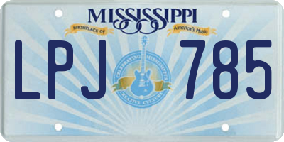 MS license plate LPJ785