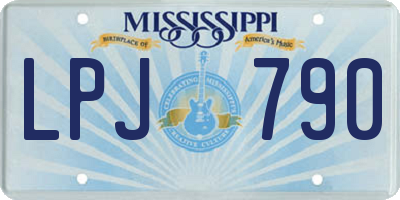MS license plate LPJ790