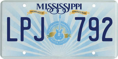 MS license plate LPJ792