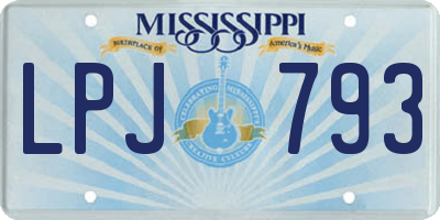 MS license plate LPJ793