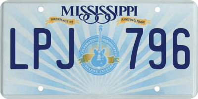 MS license plate LPJ796