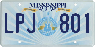MS license plate LPJ801