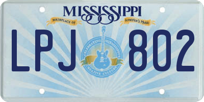 MS license plate LPJ802