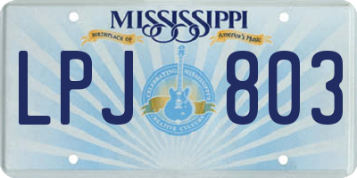 MS license plate LPJ803