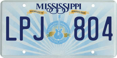 MS license plate LPJ804