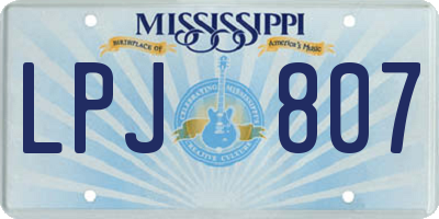 MS license plate LPJ807