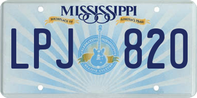 MS license plate LPJ820